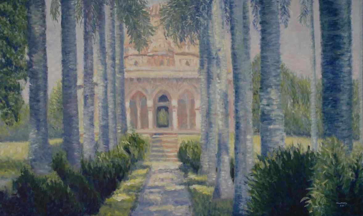 Mohammed Shah's tomb from the shade of palm trees, Lodhi Gardens, New Delhi