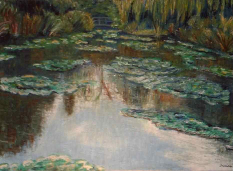 Monet's pond at Giverny, with blue sky