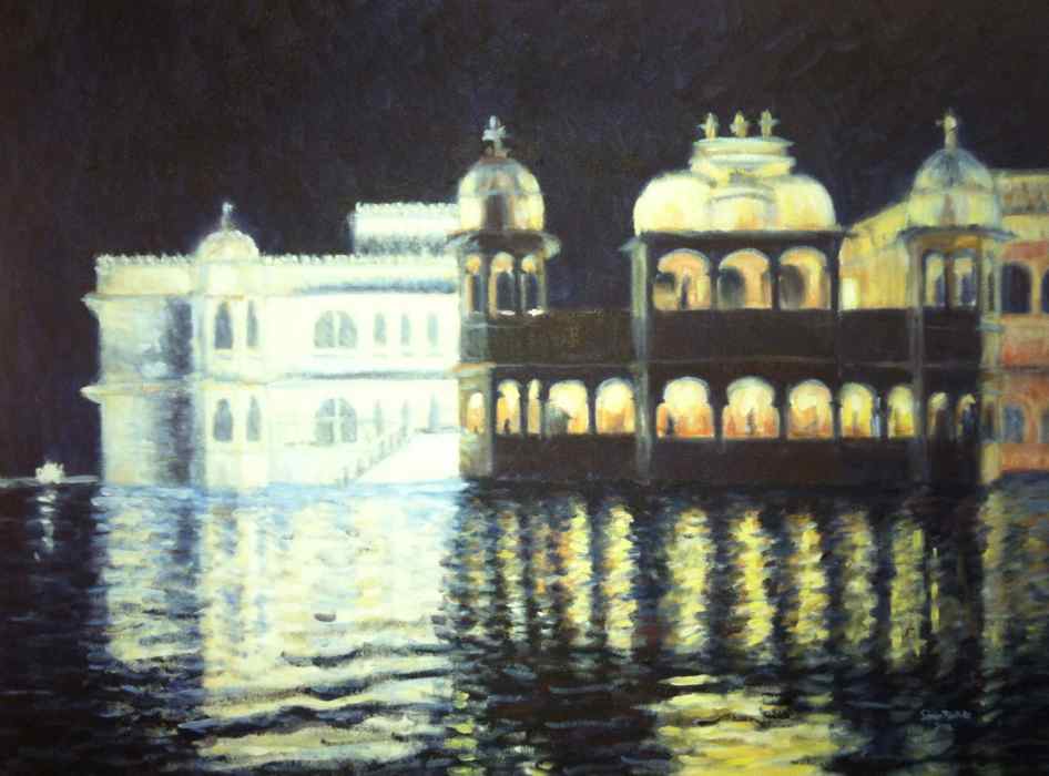 Udaipur lake palace at night
