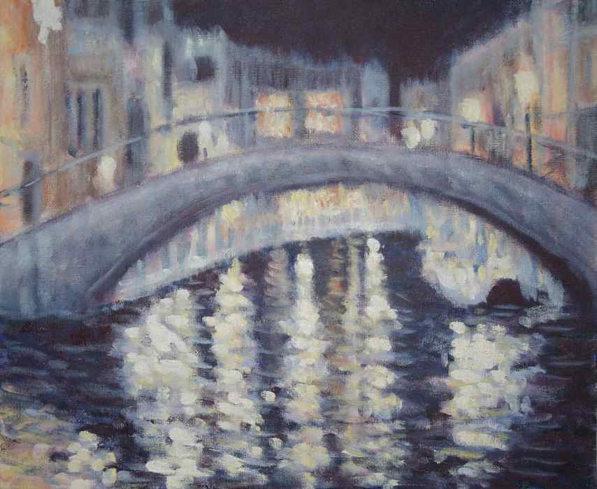 Venetian bridge at night