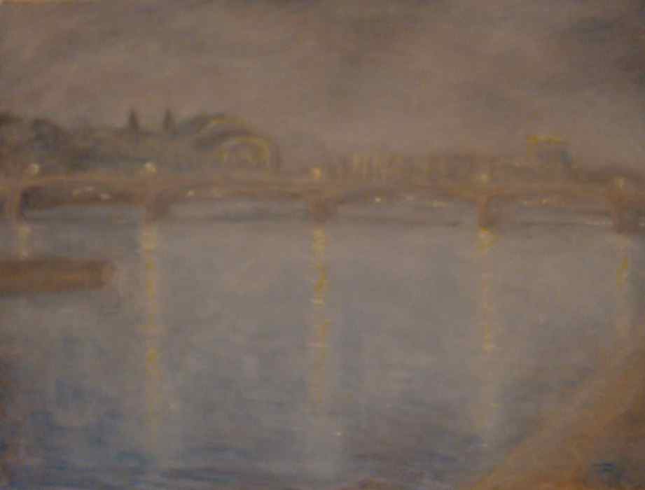 Waterloo bridge on a misty evening