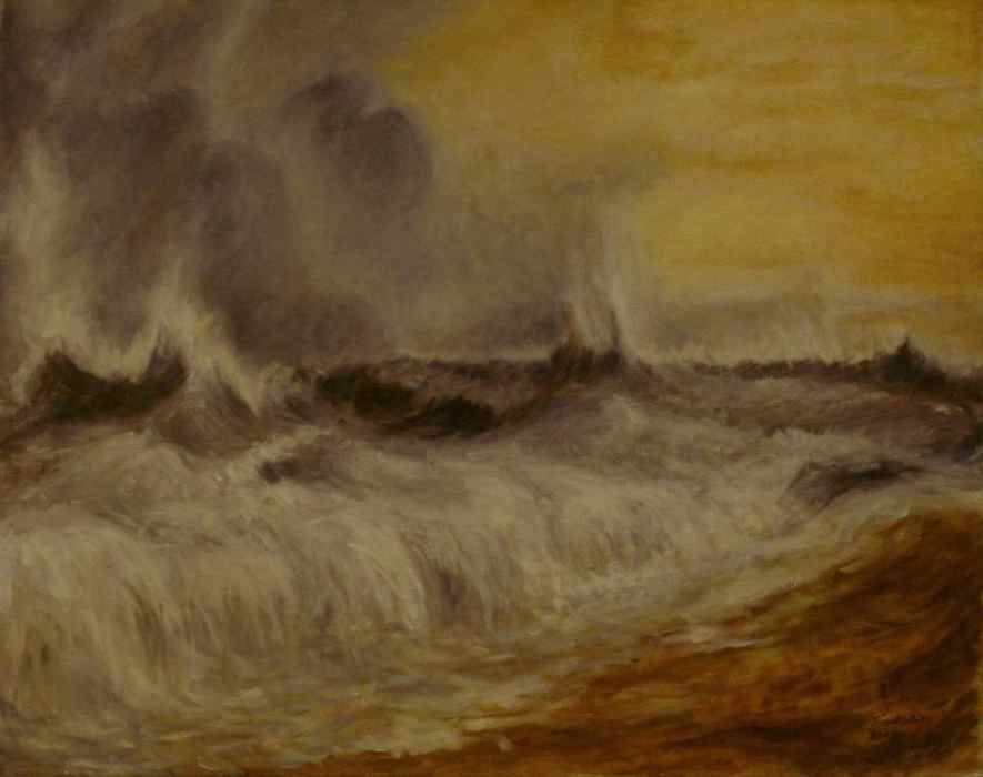 Waves breaking against the wind